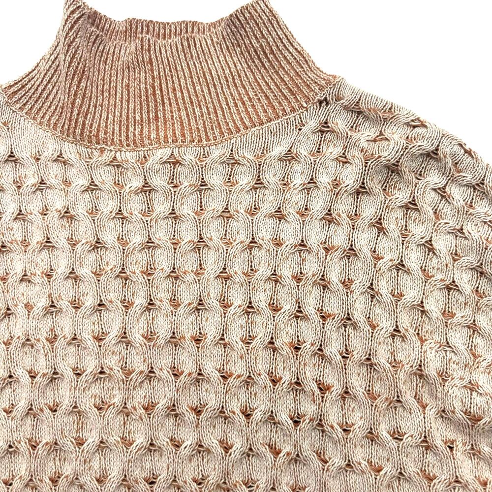 KNOX ROSE | Women's Medium Pink Cream Mock Turtleneck Knit Soft Swirl Sweater